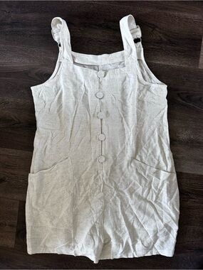 Women's Cream Button-Front Linen Blend Skirt